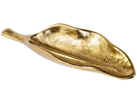 Red Co. 8 inch Decorative Tabletop Metal Leaf Tray in Brushed Gold For Cheap