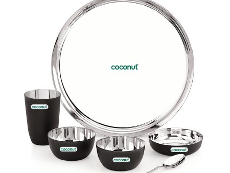 Coconut Stainless Steel Unique Black Colour Design Coating Dinner set  Launch set - Set of 6 Supply