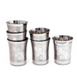 Coconut Stainless Steel Set of 6 Glasses - Capacity 150ml, Pari Matt Flora Design, Heavy Gauge, Durable, Food Grade, BPA Free, Model-A25 Matt Flora , Drinking Glass For Serving Water   Juice   Beverages For Discount