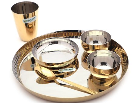 Coconut Stainless Steel With Gold Coating Design Lunch Set  Dinner Set - 6pc Set Sale