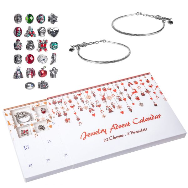 Red Co. Christmas Advent Charm Calendar with 2 Bracelets & 22 Unique Charms Jewelry Set - 24 Gifts Total Present for Daughter, Niece, Granddaughter Online Hot Sale