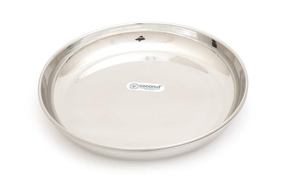 Coconut Stainless Steel Pulav Plate - Pack of 6, Heavy Gauge, Mirror Finish, Solid, Dinner Plate   Meal Plate   Serving Plate  Thali, Model-P17 Pulav Plate Cheap