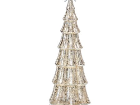 Red Co. 11.5” Light-Up Tabletop Christmas Tree Holiday Figurine with Star and LED Lights, Gold Fashion