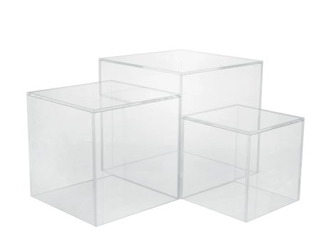 Red Co. Crystal Clear Acrylic Cube Display Nesting Riser Stands with Hollow Bottoms | Transparent - 3-Pack Online