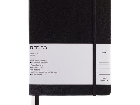 Red Co. Classic Black Hardcover Notebook Journal, 240 Pages, 5 x7 - Lined Ruled Supply