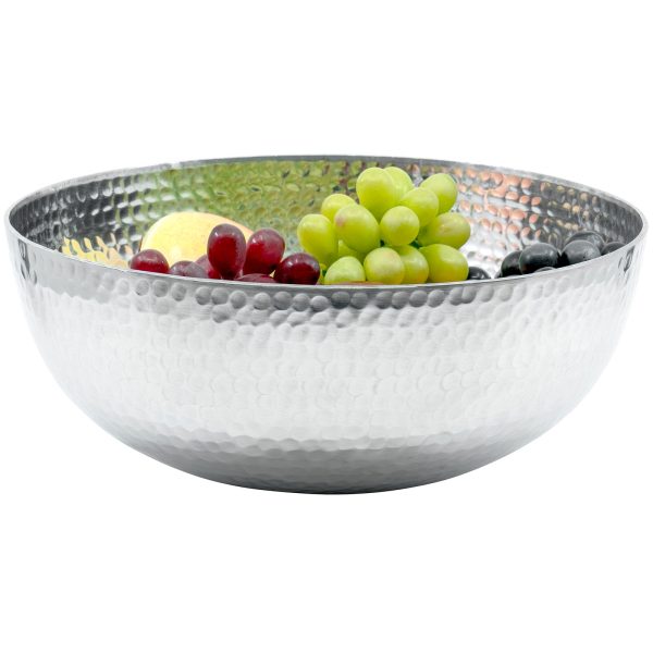 Red Co. Antique Style Tabletop Silver Hammered Centerpiece Round Decorative Bowl, Dining Living Room Home Décor — 11 Inches Fashion