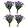 Red Co. Faux Floral Bouquet, Artificial Fake Greenery Flowers for Home and Outdoor Garden Decor, Set of 4 Bunches (6 Picks Each), Spring Purple For Sale