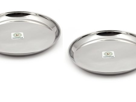 Coconut Stainless Steel Plate - Pack of 6, Heavy Gauge, Mirror Finish, Solid, Dinner Plate   Meal Plate   Serving Plate  Thali, Model-P3 Kanchan Bogi Plate Cheap