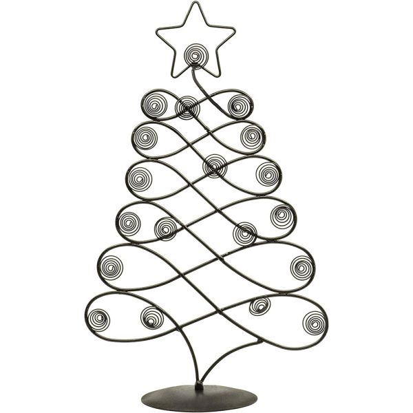 Red Co. 17.5  H Decorative Tabletop Display Christmas Tree Card & Photo Holder Rack in Black Finish For Sale